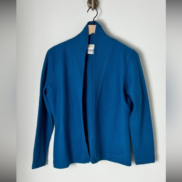 EUC Talbots Peacock Blue 100% Wool Open Cardigan Sweater Size Small - Picture 1 of 8